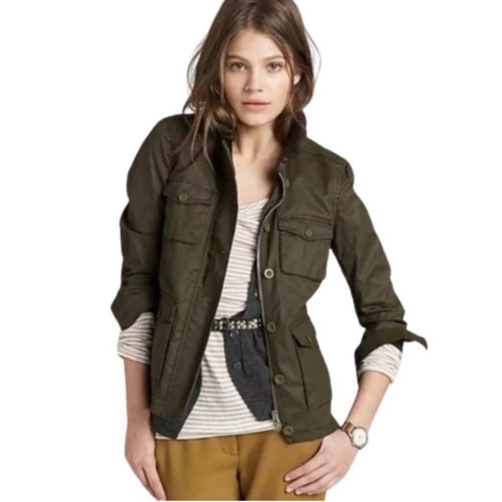 J Crew Washed and Aged Utility Jacket Waxed Cotton XS